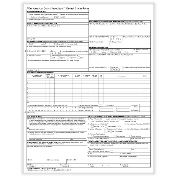 ADA Claim Forms (2024), Laser, Pack of 1,000